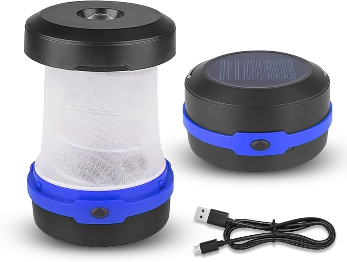 SnelShoppen - Vouwbare LED Campinglamp 180 Lumen, Oplaadbare Dimbare Handlamp met 3 Lichtmodi, Draagbare Tentlamp met USB-kabel voor Camping, Vissen,