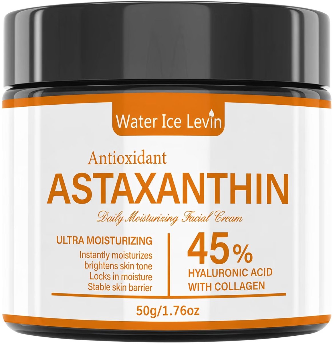 Astaxanthine Gezichtscrème 50 g – 45% Hyaluronzuur met Collageen – Ultra Hydraterende Dagcrème