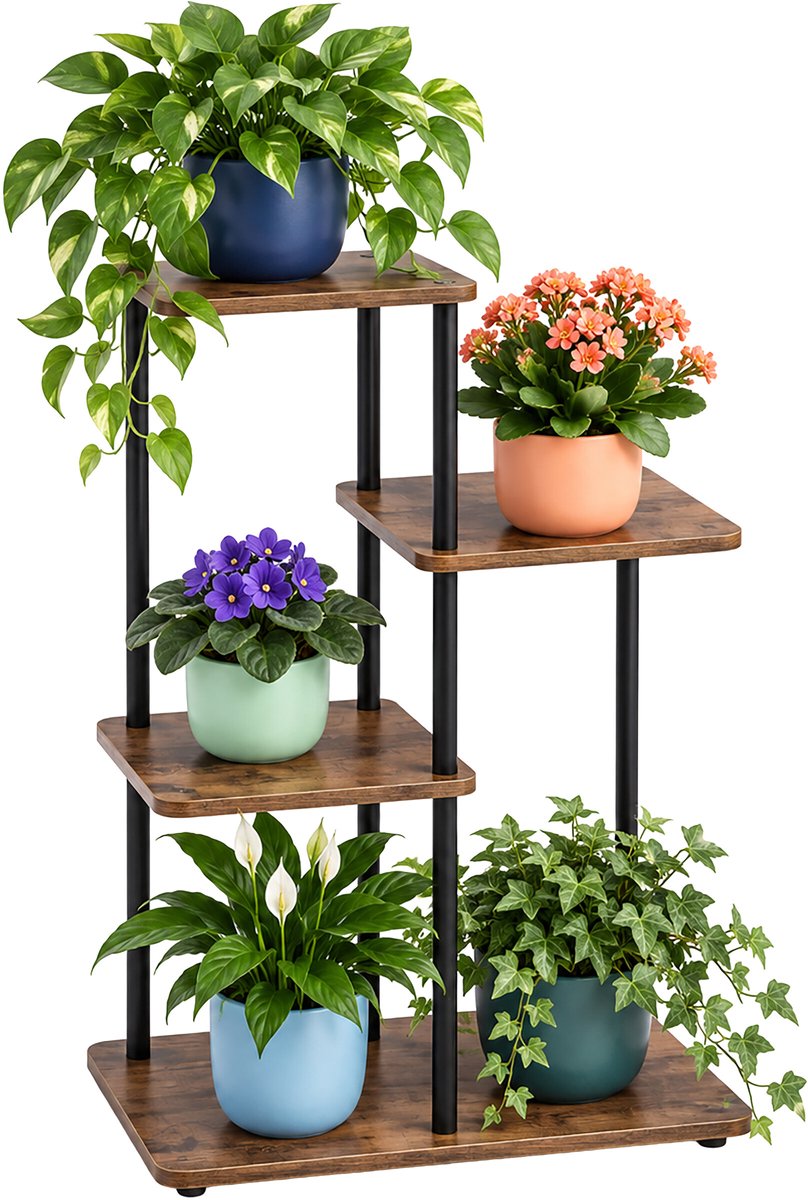 Plantenstandaard binnen - 4 planken - industrieel