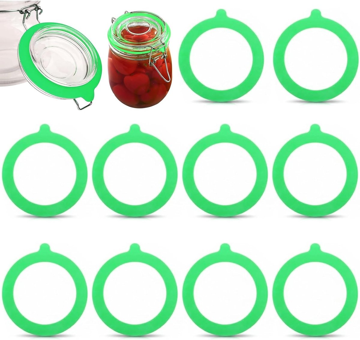 10 Stuks Siliconen Rubberen Ringen voor Glazen, Inmaakrubberen Ringen