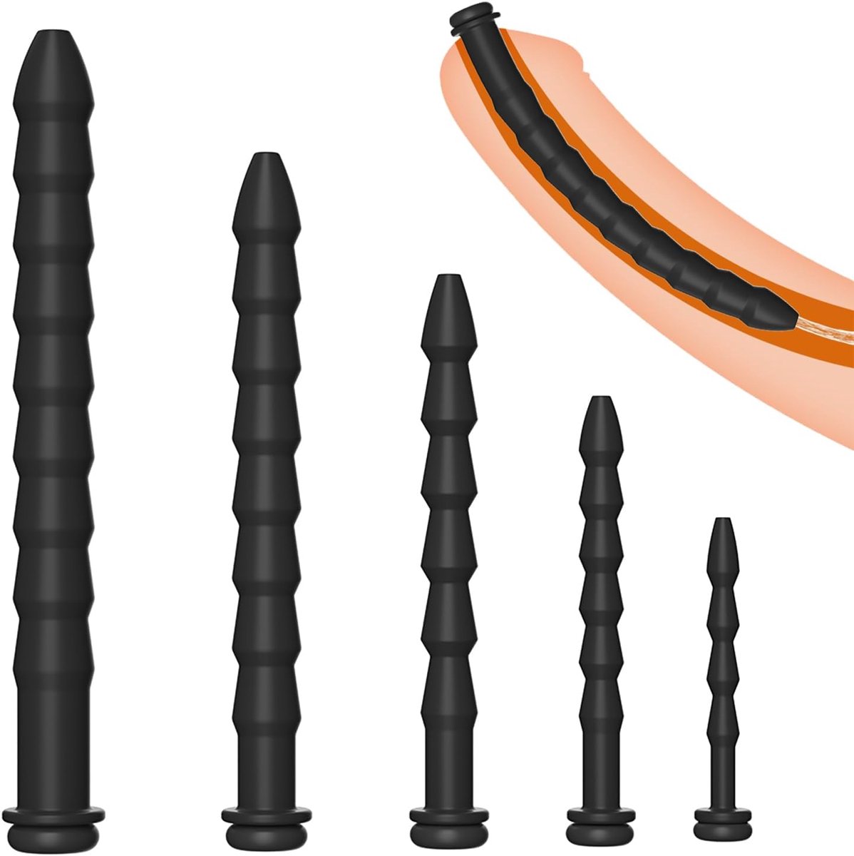 Hollow Urethral Sound Set 5pcs Non-slip Penis Plug Kit Dilator for Men Urethra Training Male Prostate BDSM Toys