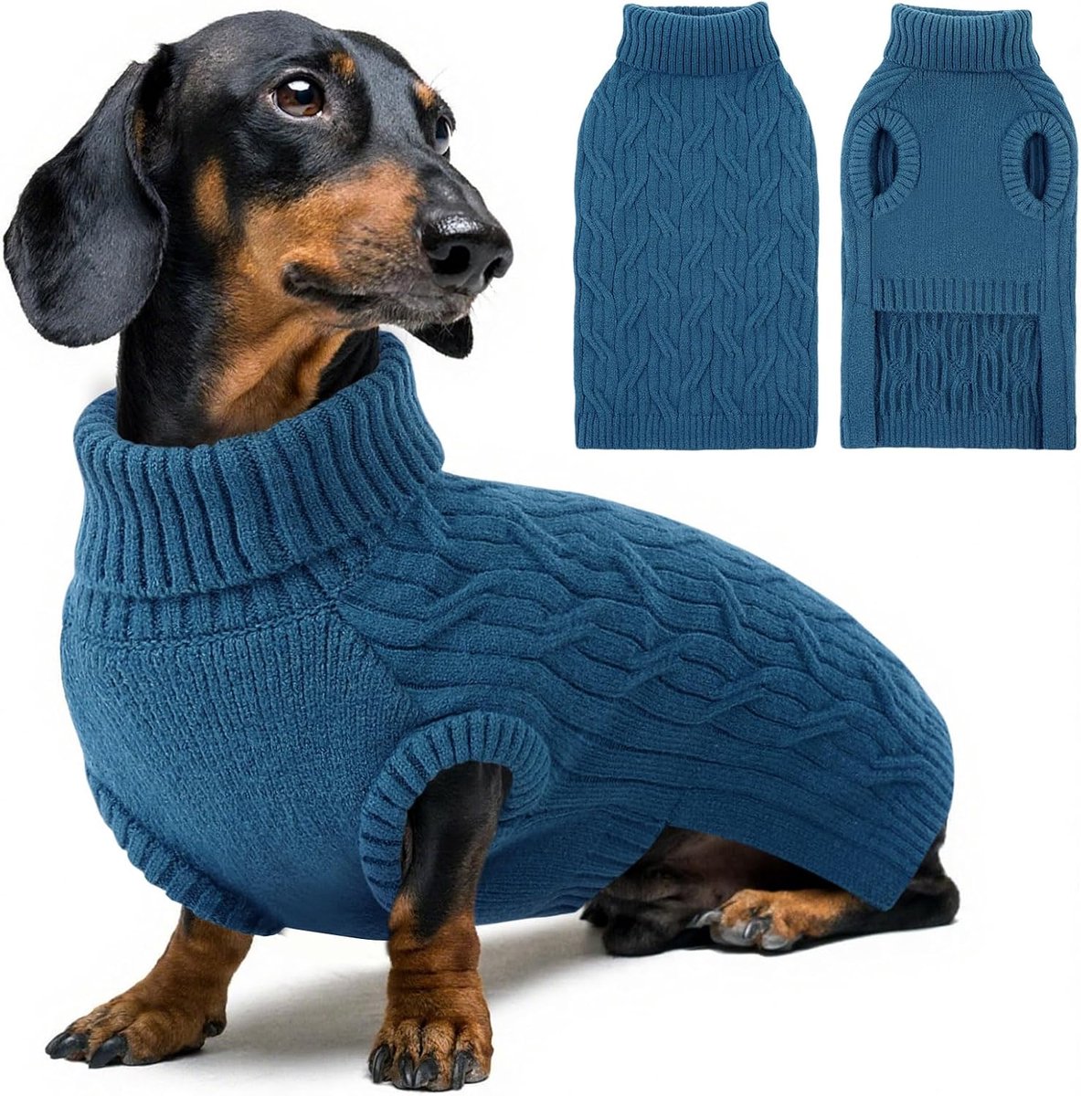 Hondentrui, XS, warme rolkraag, gebreide trui voor kleine honden en kittens, geschikt voor chihuahua, yorkie, poedel (blauw, XS)