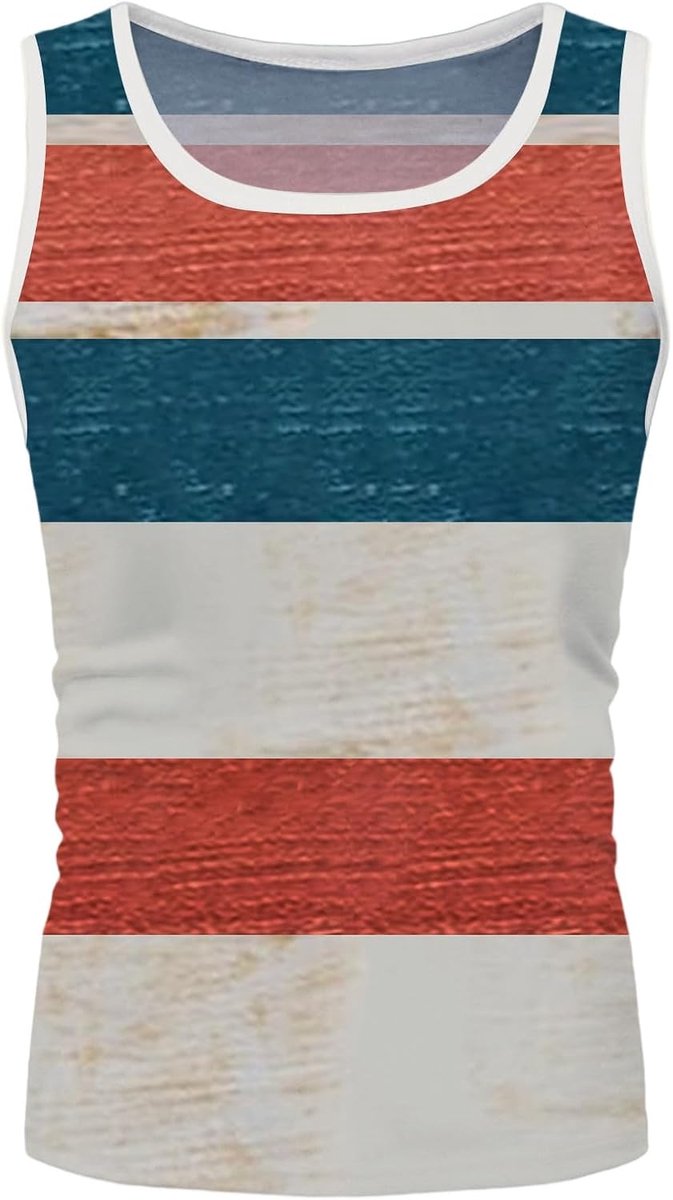 Zomertanktop voor heren, grafische tanktops, mouwloze sportshirts, standaard pasvorm, ronde hals, ademend en comfortabel
