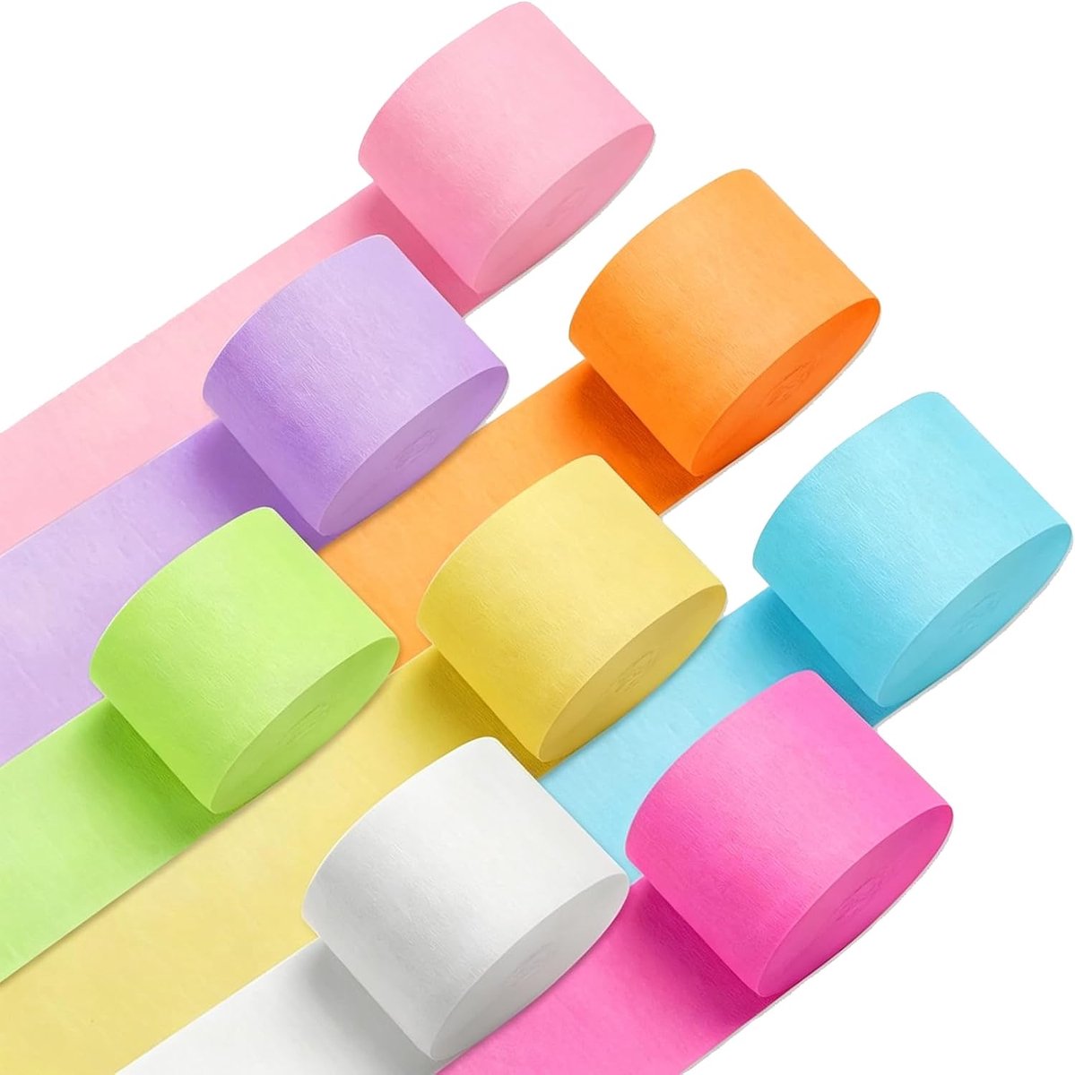 Crêpepapier, 8 pastelkleuren, 4,5 x 25 cm, streamers voor bruiloftsfeest