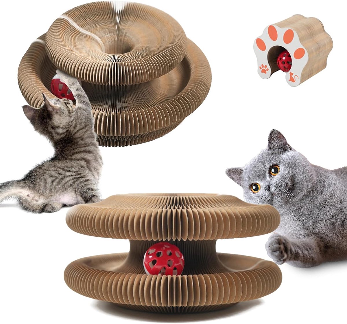 2 stuks kattenkrabplank - Magic Organ Cat Scratching Board, krabplank voor katten, krabplanken kat, krabmat kat met belletjes, rond kattenspeelgoed bed, krabspeelgoed voor katten