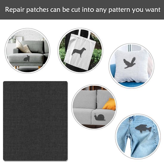 2 stuks reparatiepatch voor stoffen, zelfklevende reparatiepatch voor canvas, 11x8 inch, waterdichte reparatiepatch voor stoffen, linnen en canvas voor banken, tenten, meubels en luifels (zwart) — afbeelding 5