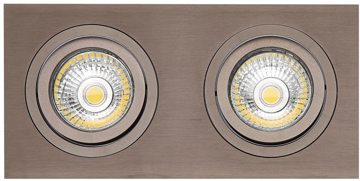 ZOOM I inbouwspot brons, 2x 5W LED GU10, dimbaar, 2700K, 400 lumen, IP20, aluminium