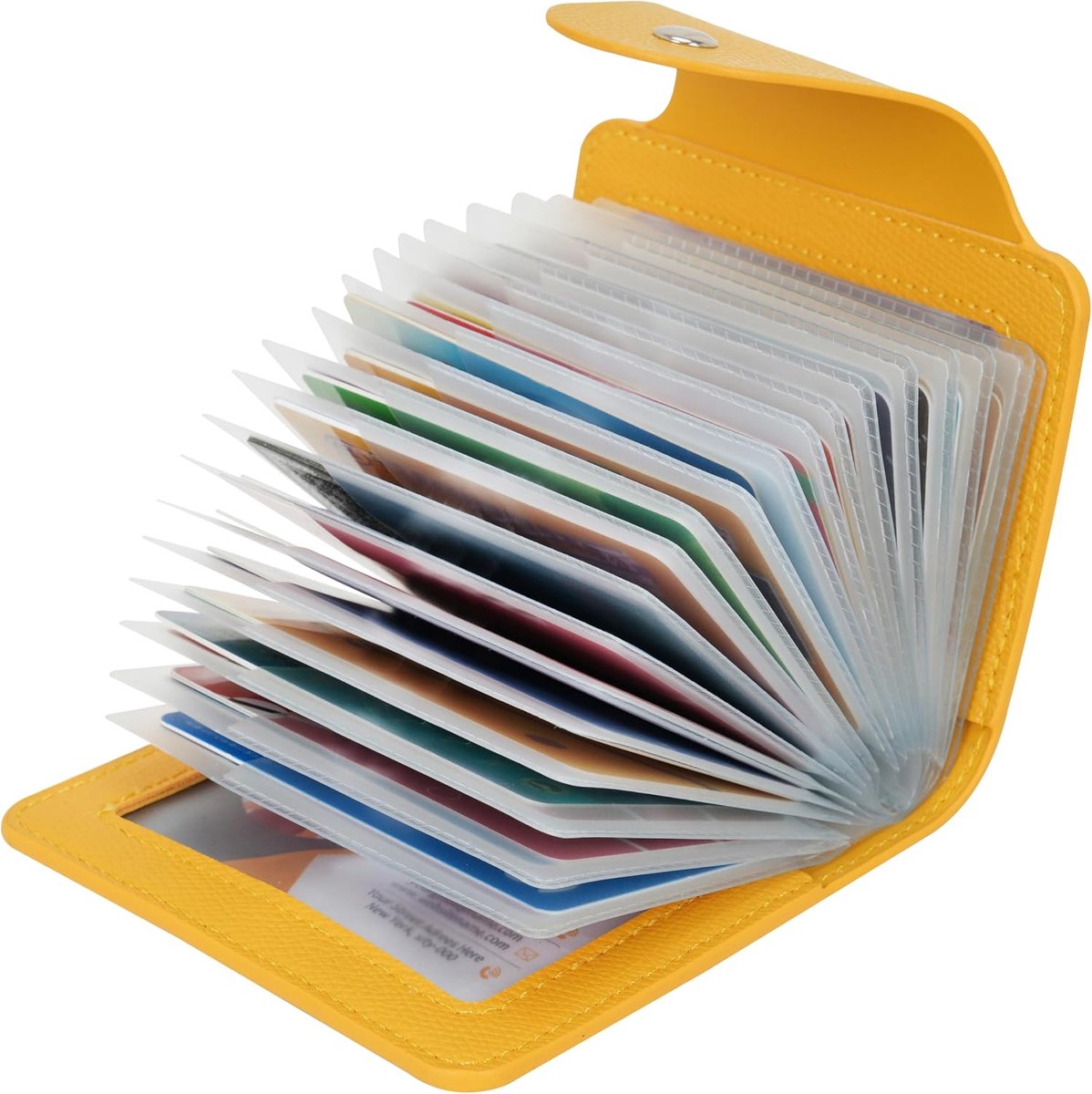Zachte Echt Leren Compacte Portemonnee ID Bankkaartetui Portemonnee 40 Verdikkende Duurzame Plastic Inzetvakjes en 2 ID-kaartsleuven, Geel, Eén maat, Modern
