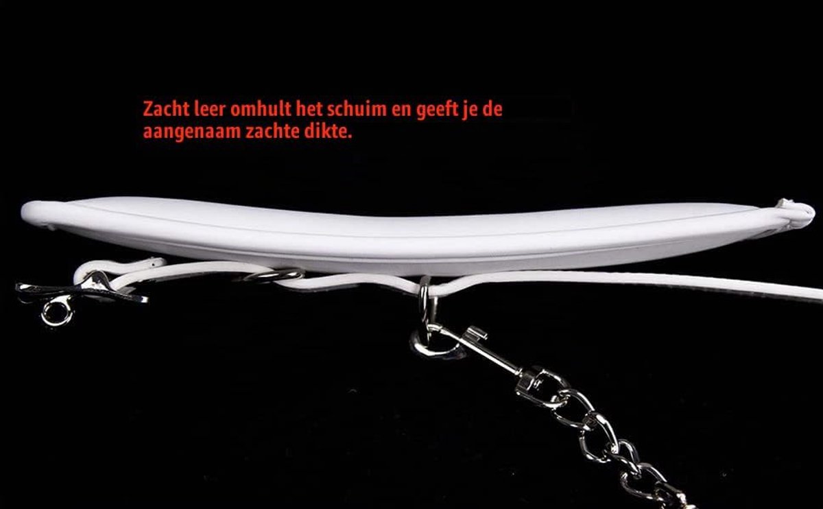 Halsbanden handboeien voetboeien gevoerd leer bondage set (wit)