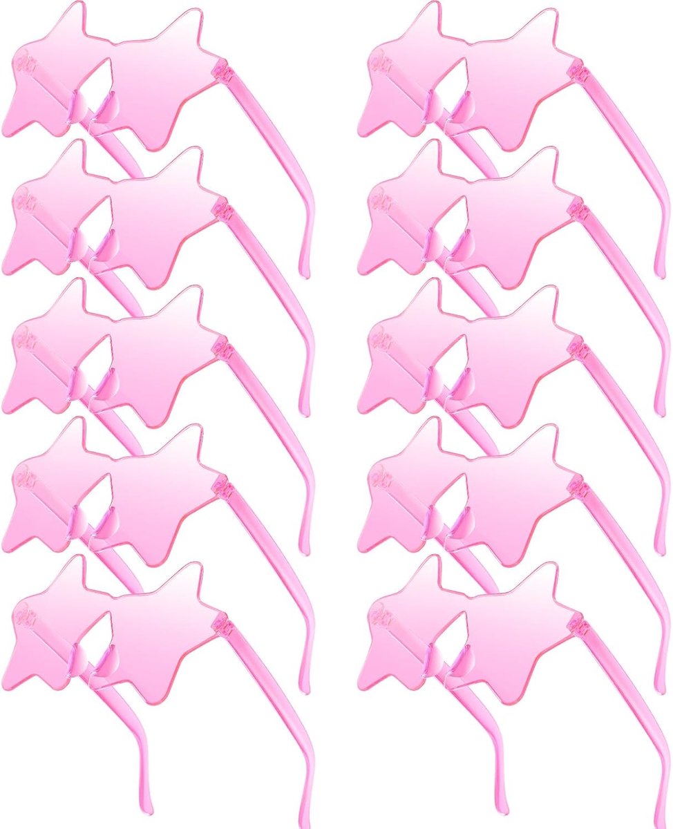 Zonnebrillen, kleurrijke randloze zonnebrillen, coole pentagrambrillen voor zwembad, bruiloft, verjaardagsfeest (10, lichtroze)