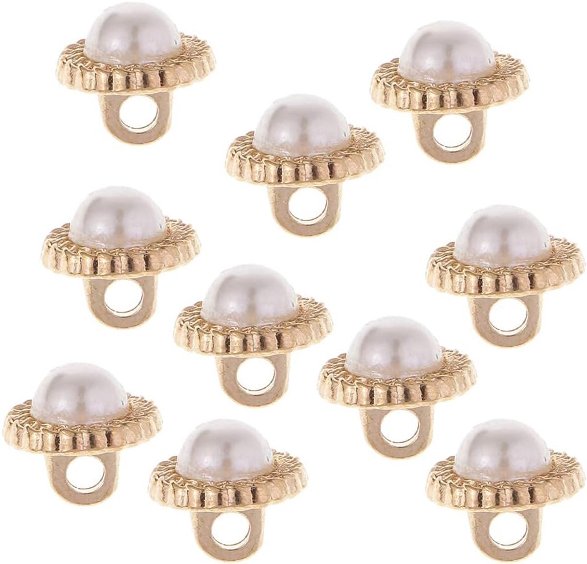 Zalati Studknoppen, 10 stuks Parel Goudkleur Knoppen voor DIY Decor Naaien Handwerk 10 mm / 0,4 inch