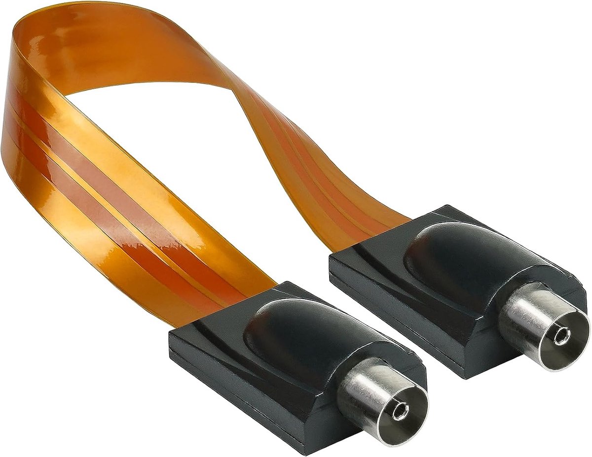 Connections SAT TV antennekabel deur-/raamdoorvoer, extreem plat - IEC-/coax-aansluiting aan beide zijden - totale lengte 26cm, flexibele lengte 17cm