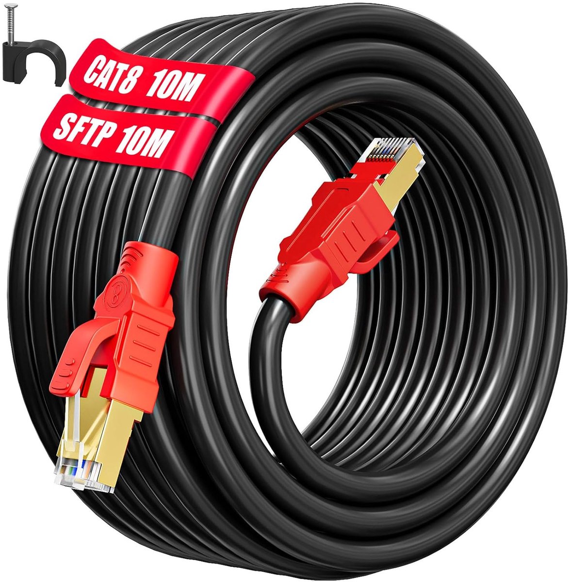 Ethernet Cable 10m, Cat 8 Internet kabel Hoge Snelheid Afgeschermde