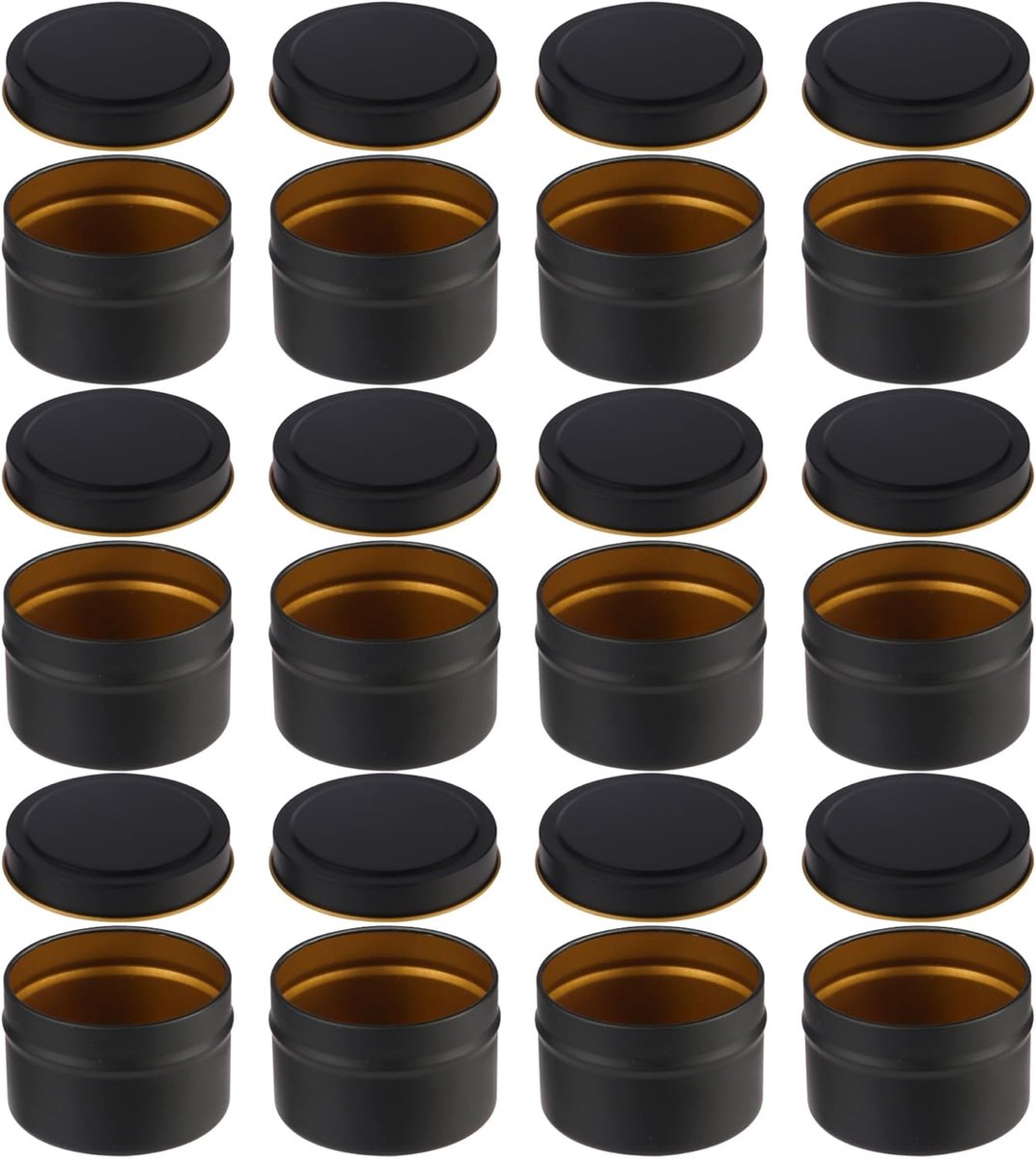 12 stuks kaarsblikjes met deksel, decoratieve ronde metalen houders voor het maken van kaarsen, doe-het-zelf, specerijen, sieraden, poeder, snoep, zalf - zwart