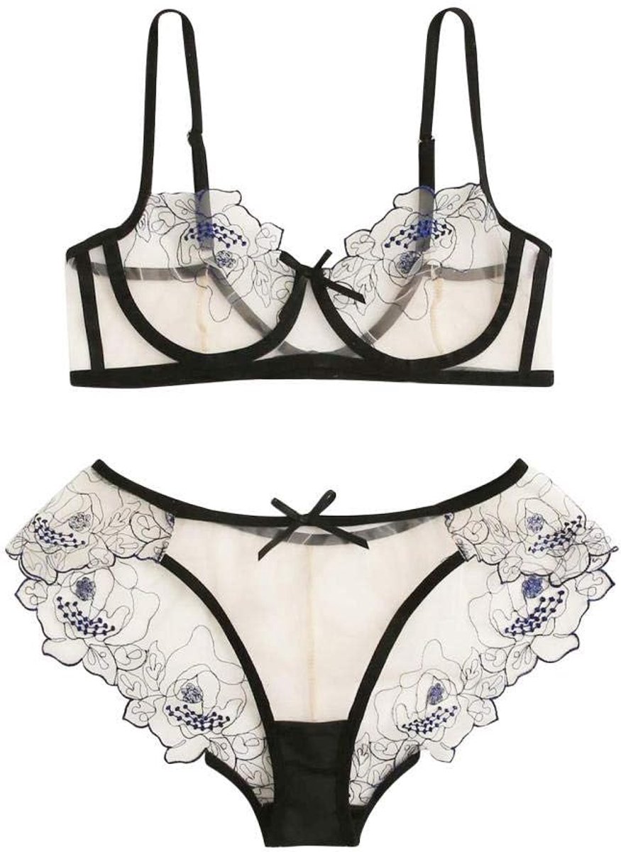 Dames Vrouwen Sexy Lingerie Doorzichtige Bh Slips Kanten Nachtkleding Porno Ondergoed Erotisch Kostuum Temptation-Blue_S