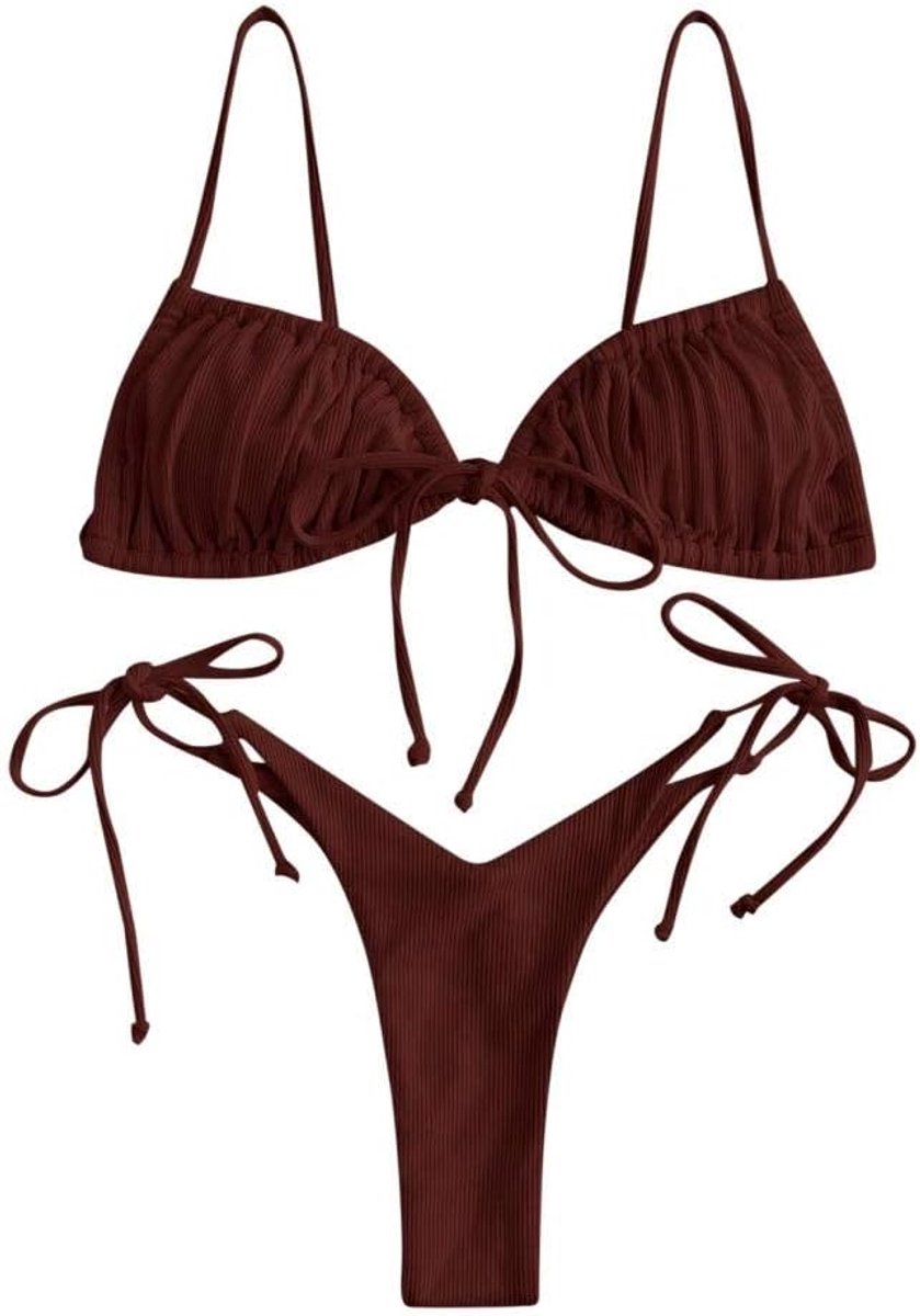 Dames Dames badpak met stiksels, kleur gevulde bh-badmode-badmode-set