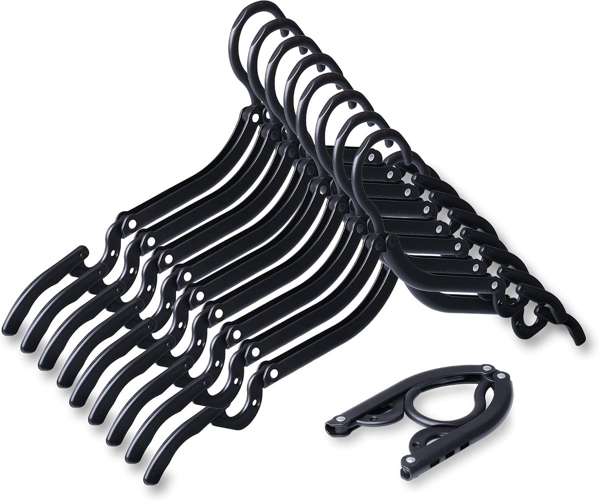 9 opvouwbare reiskleerhangers, elegant en duurzaam, plastic kleerhangers, ruimtebesparend, draagbaar met antislip, accessoires voor op reis, inklapbare multifunctionele kleerhangers