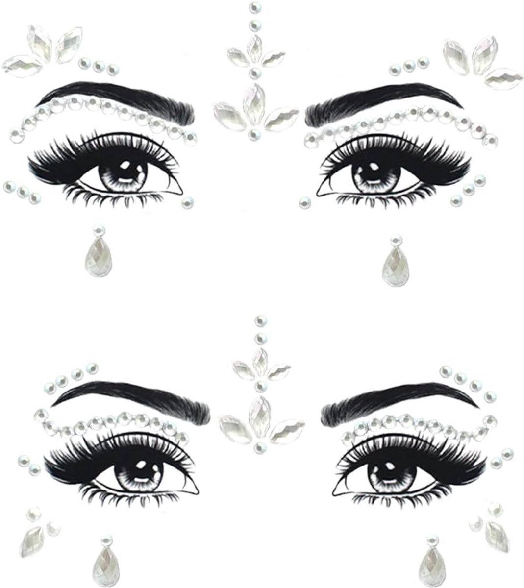 Edelstenen Glitter - Kristal Gezicht Glitter Festival Gezicht Stickers Set, Zelfklevende Strass Ogen Lichaam Tijdelijke Tattoo voor Vrouwen Meisjes Festival Feest, Stijl 1