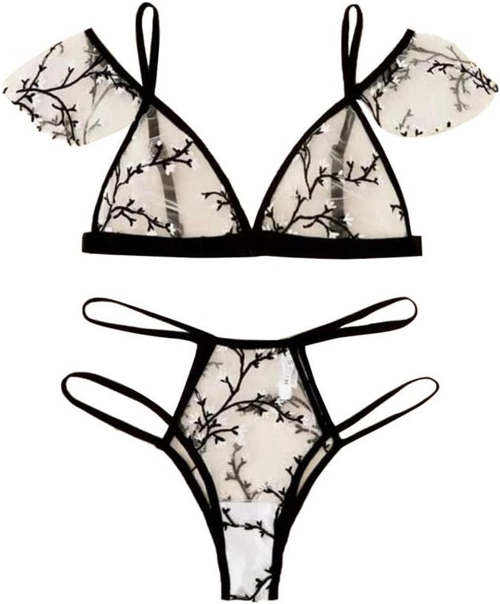 Ondergoed Dames Pure Lingerie Kant Geborduurde BH Sexy Ondergoed Erotisch Kostuum-Rosa_XXL