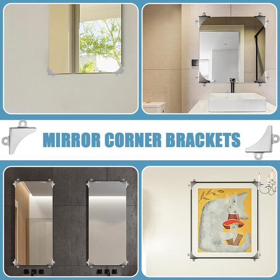 Hoekbeugels Hoek Bevestigingsbeugel Metalen Fotolijst Bescherming Kit voor Bevestiging Badkamer Glas Foto's — afbeelding 5