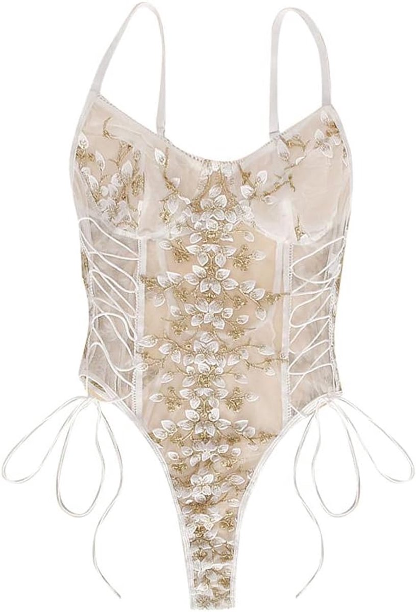 Dames Damesondergoed Hollow Backless Transparante Lingerie Sexy kanten borduurset