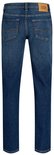 Achterkant van een donkerblauwe jeans met Jack & Jones logo op de achterzak.
