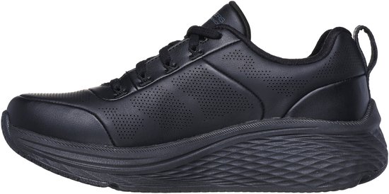 Zwarte Skechers sportschoen voor dames met veters, perforaties en dikke zool.
