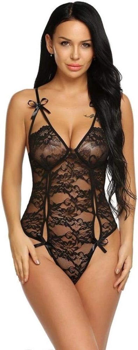 Erotic Lingerie Sets Women'S Erotic Teddies & Bodysuits Women Sexy Lingerie V-Neck Erotic Bodysuit Plus Size Lace Chemise Hollow Out Sexy Underwear Porn Sex Costume