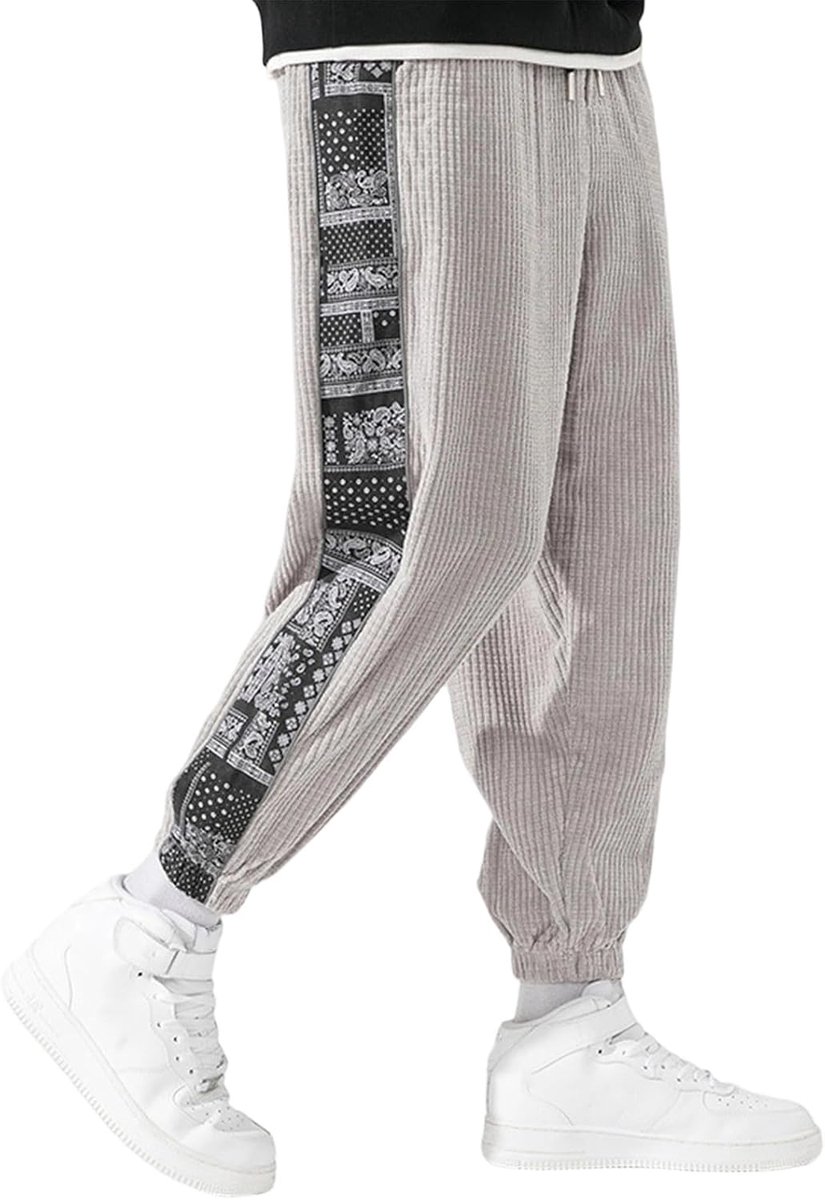 Maat Japanse sportbroek van corduroy met cashewprint voor heren