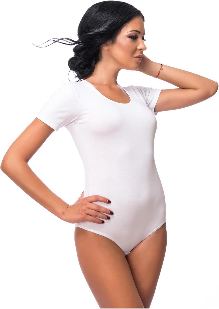 Damesbody met korte mouwen, T-shirt bodysuit van katoen, korte mouwen, elegant, damesondergoed
