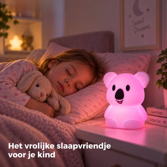 Caryota Nachtlampje Koala - 8 kleuren - Afstandsbediening - Touch Functie - Dimmer - Wasbaar Siliconen - USB-C Oplaadbaar van Merkloos — afbeelding 2