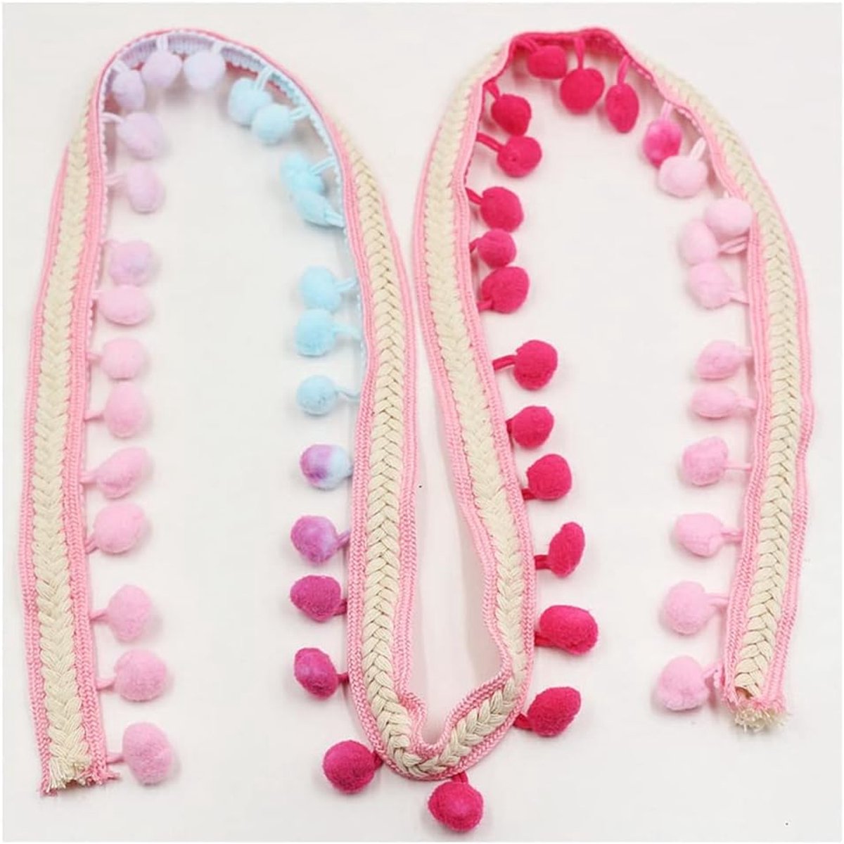 Pomponboord, 12 mm, pomponboord, pomponboord, kwastjes, kant, pomponband voor doe-het-zelf knutselen, kostuums, kleding, gordijn, naaien, decoratie, kleurrijk