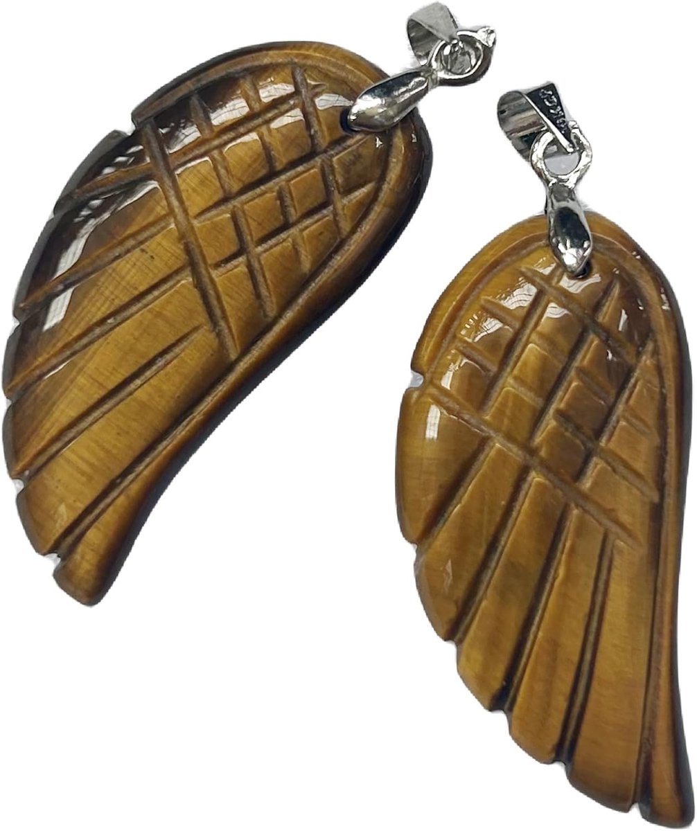 2 stuks natuurlijke tijgeroog, gevleugelde figuren, kristallen en helende stenen, gehakte doe-het-zelf gevleugelde hangers