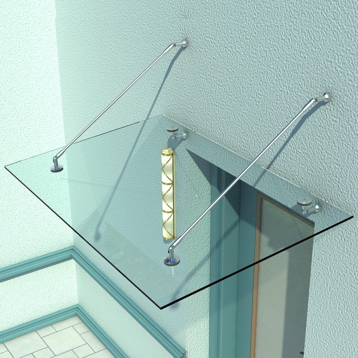 Glazen luifel-deurluifel-gehard glas-304 roestvrij staal-helder glas-150 x 90 cm