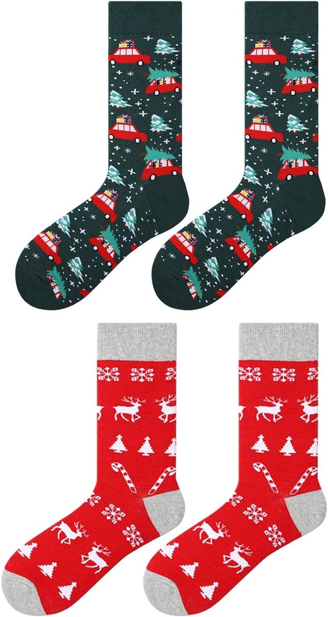 Kleurige Herensokken - Multicolor - Uniseks - Katoenen Ademend - Voor Kerst