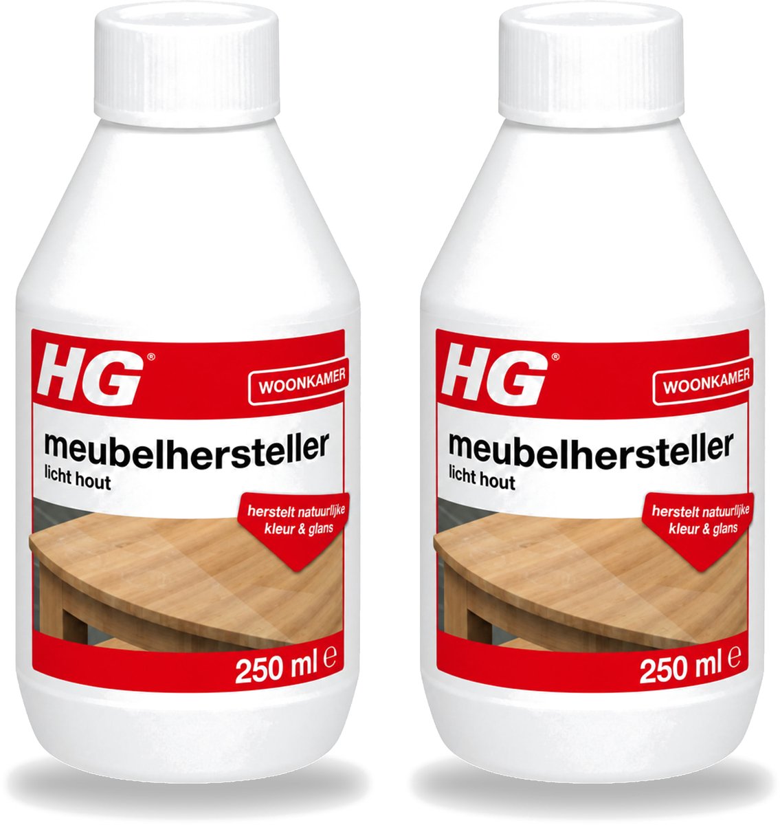 2 x HG - Meubelhersteller Licht Hout - Herstelt Natuurlijke Kleur & Glans - 250 ml - Voordeelverpakking - 2 stuks