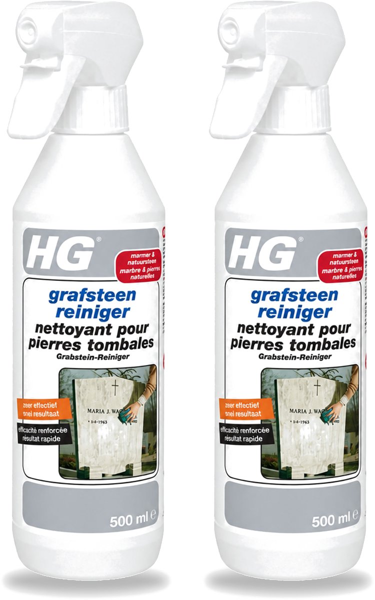 2 x HG - Grafsteenreiniger - Beschermt & Reinigt - 500 ml - Bulkverpakking - 2 stuks