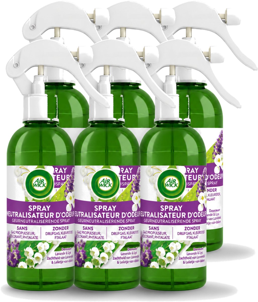 6 x Air Wick – Luchtverfrisser Spray – Active Fresh Lavendel & Lelie – 237 ml - Voordeelverpakking - 6 stuks