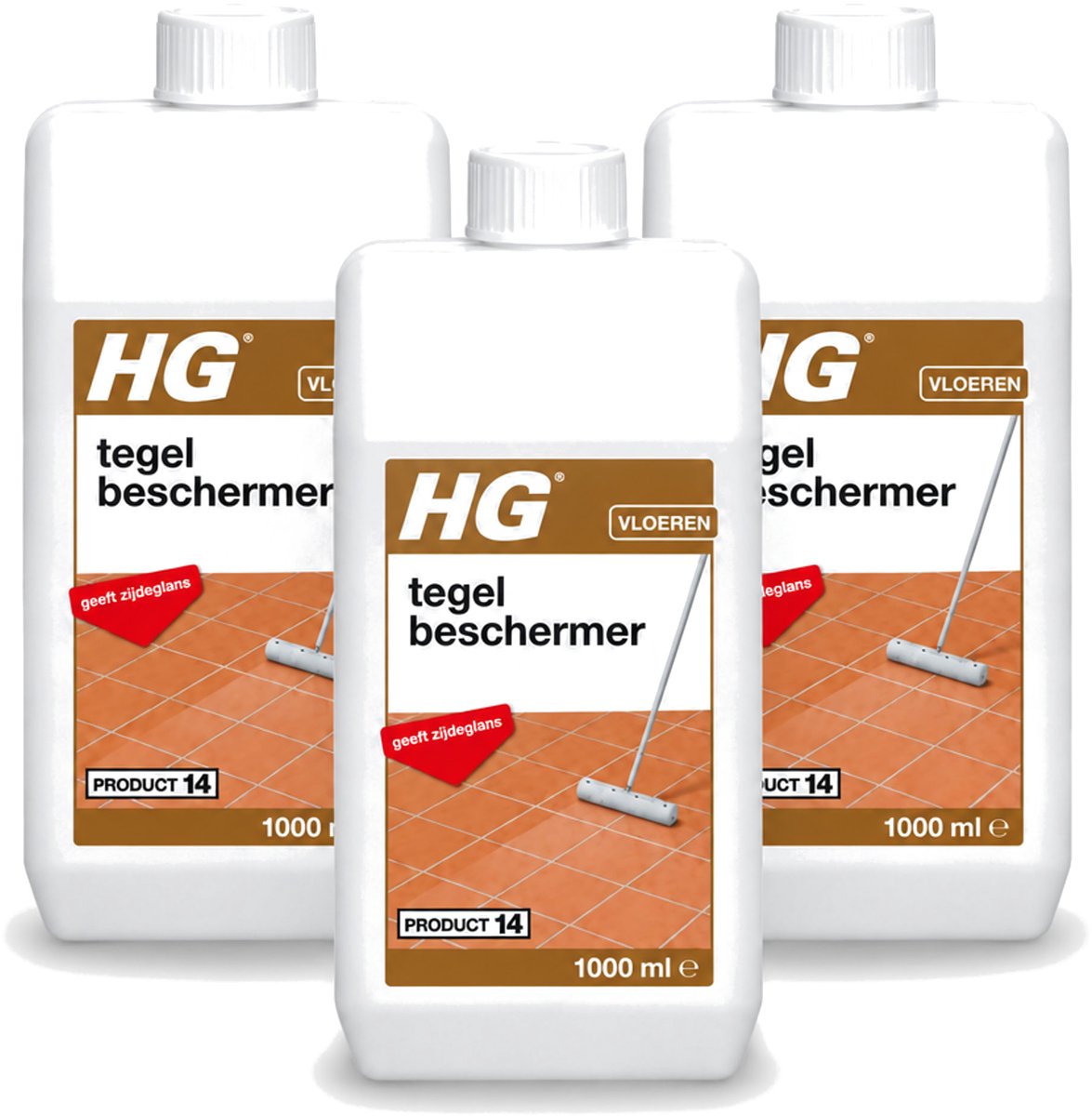 3 x HG - Vloeren - Tegelbeschermer - Geeft Zijdeglans - 1L - Voordeelverpakking - 3 stuks