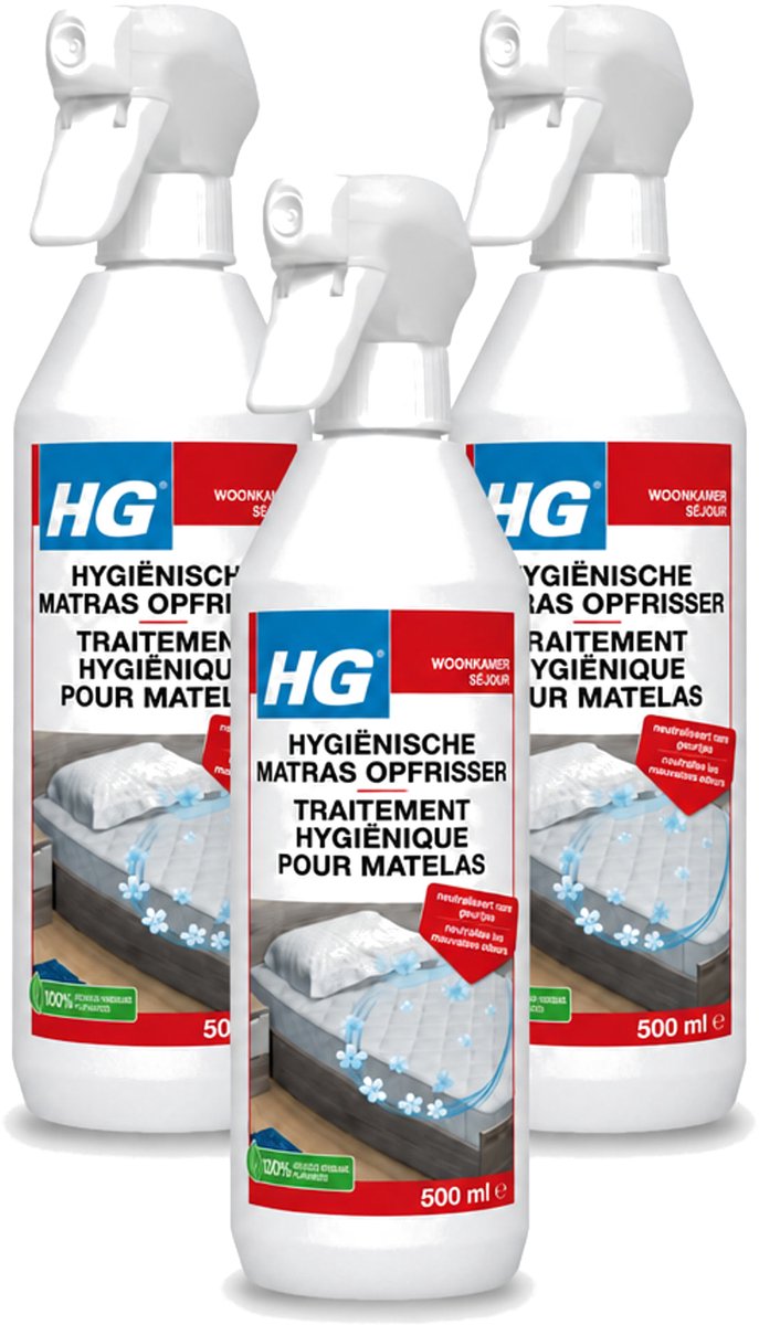 3 x HG - Hygiënische Matras Opfrisser - Werkt Na 30 Minuten - Neutraliseert Nare Geurtjes - 500 ml - Voordeelverpakking - 3 stuks