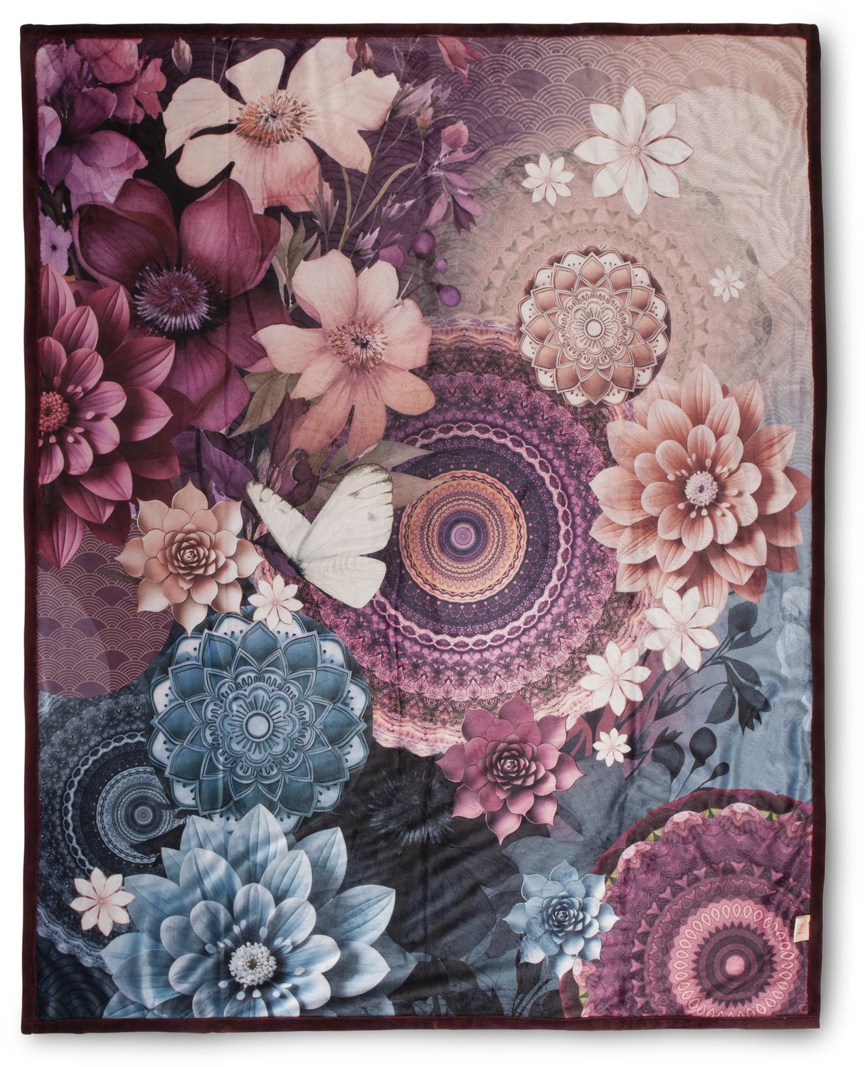 Hip plaid mandalas & bloemen - 130x160 cm - Multi - 100% Polyester velours