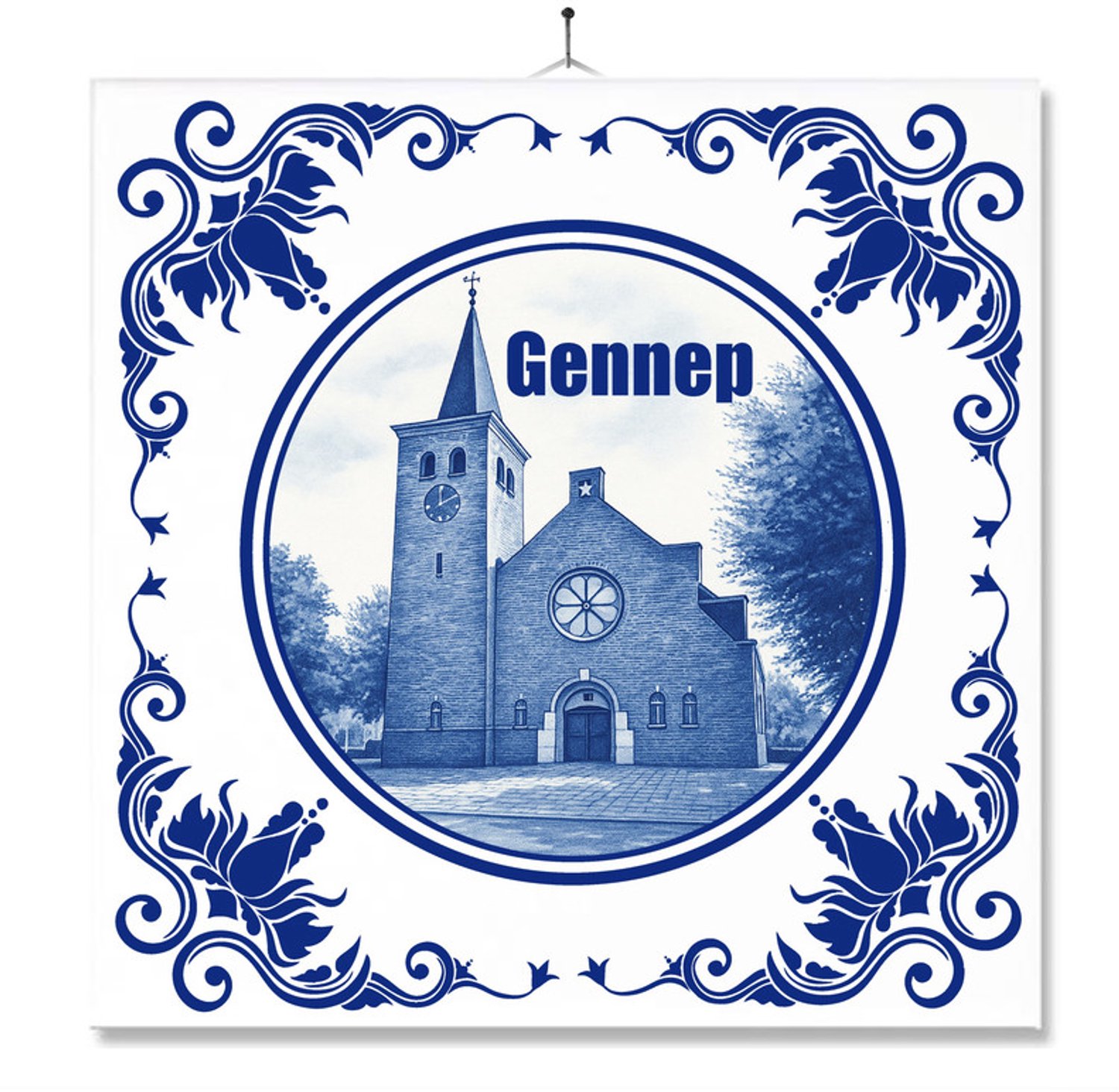 MC Living Tegel Met Opdruk | Gennep | Delft Blauw | Cadeau | Inclusief Geschenkdoos | Standaard | Ophangsysteem Multi-Color