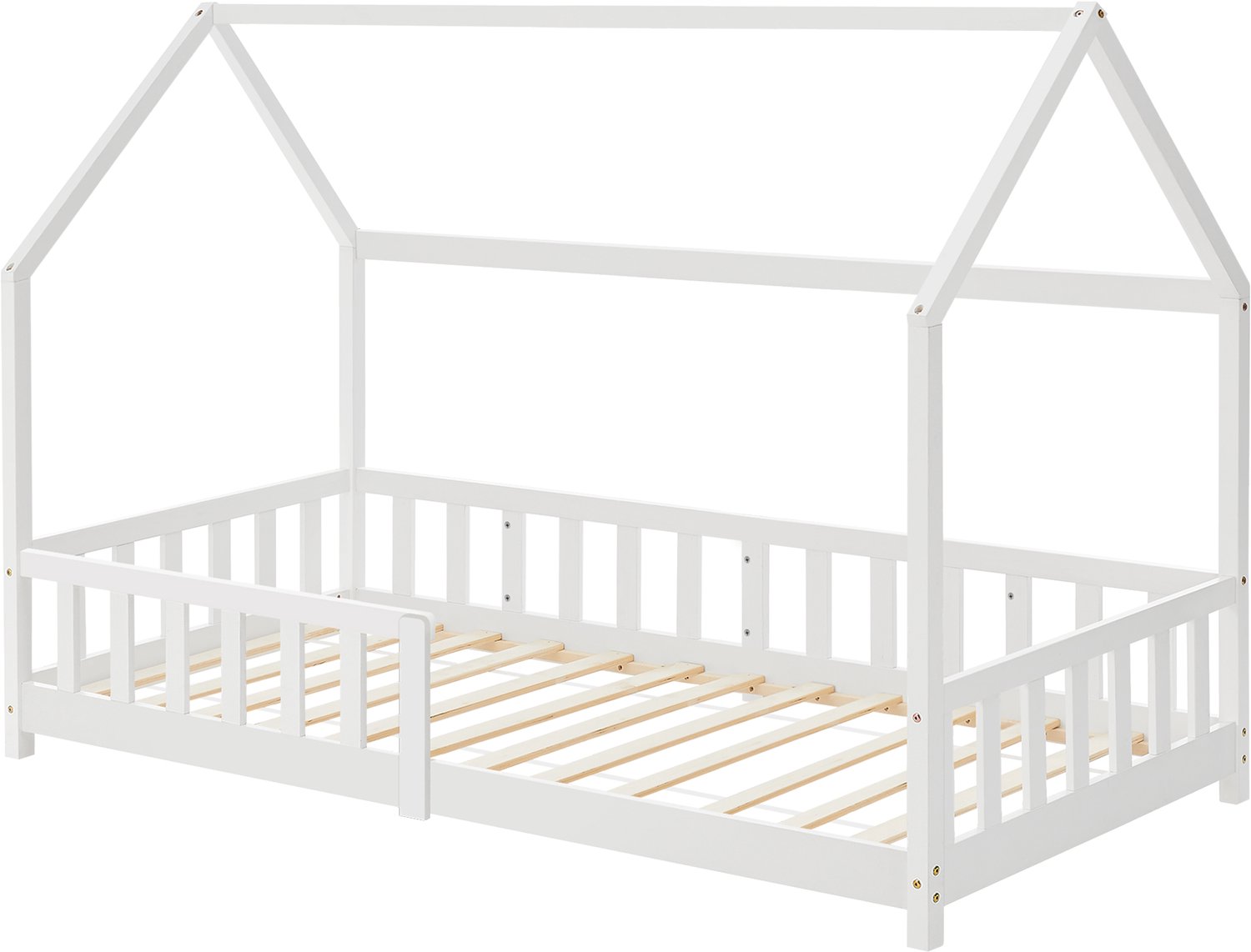 Kinderbed Hesel montessori bed met uitvalbeveiliging 90x200 cm wit [en.casa]