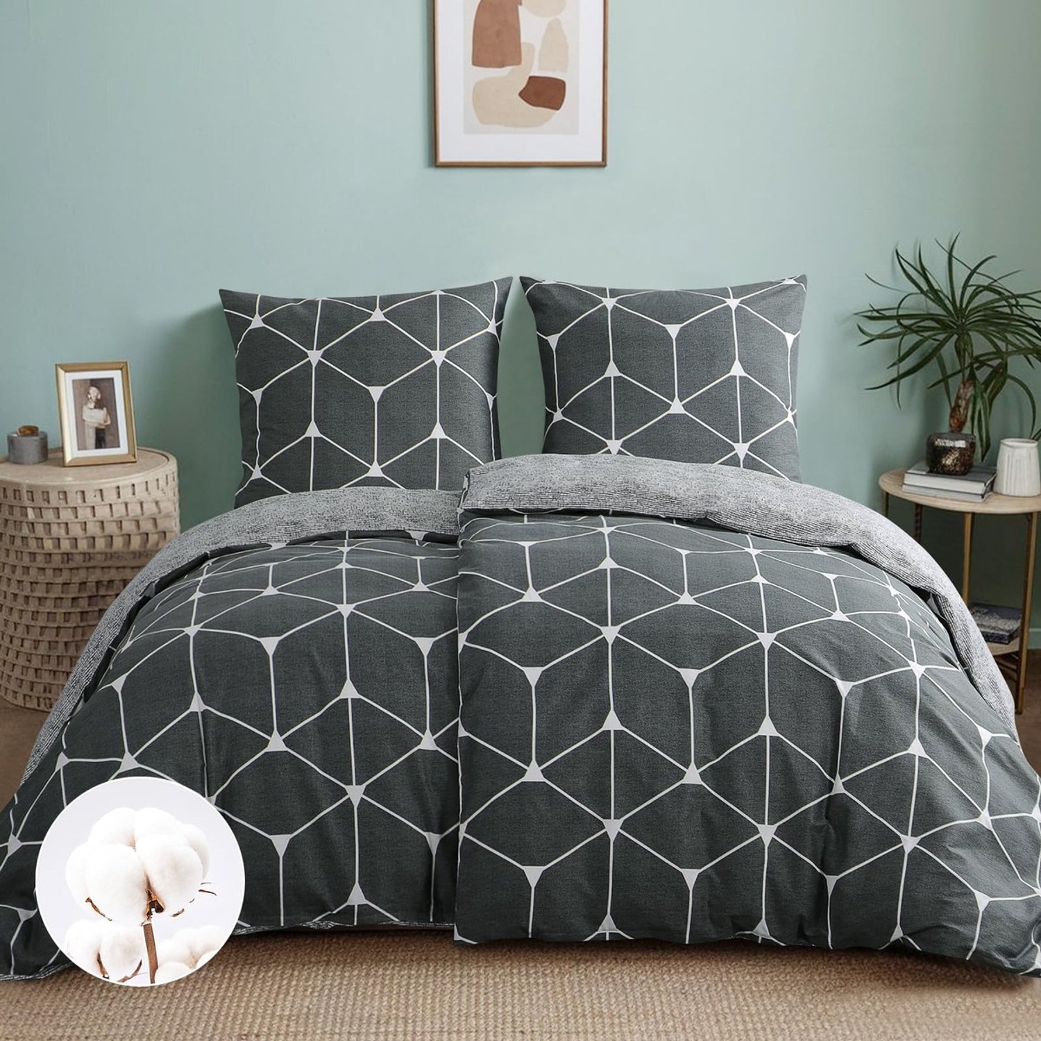 Duraxl Beddengoed - Katoen - 135 x 200 cm - Antraciet