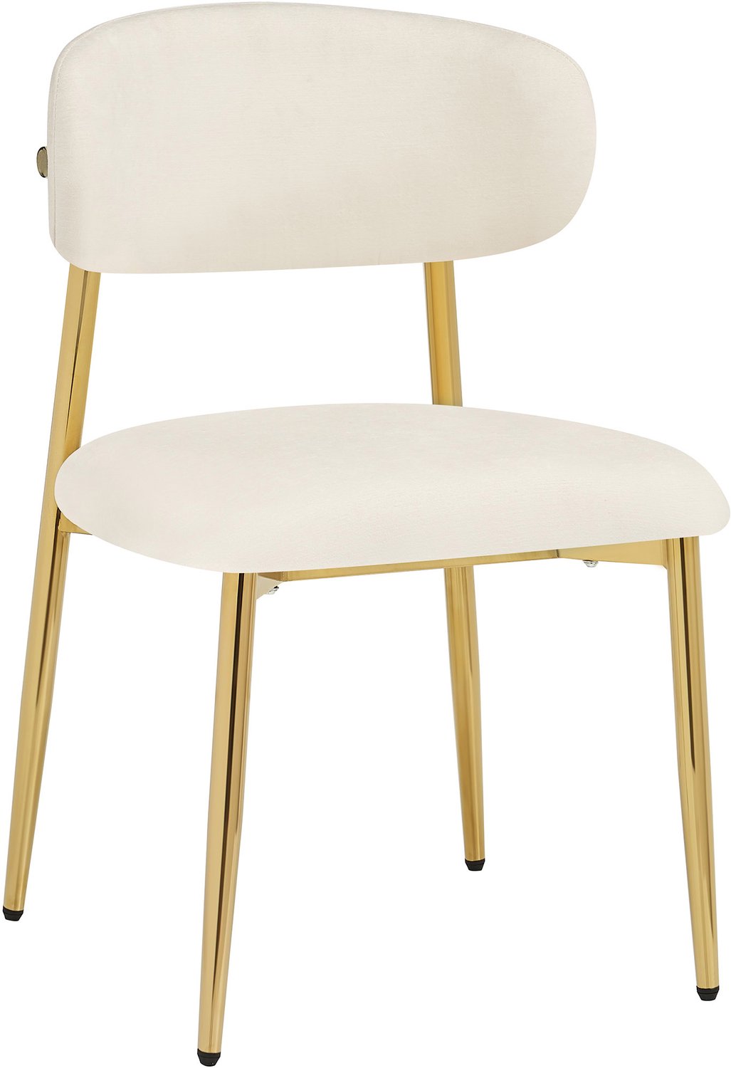 MUVANO Witte eetkamerstoelen set van 6 - Polyester bekleding - Goudkleurig ijzeren frame - Gebogen rugleuning - Zitvlak 50 x 46 cm - Keuken