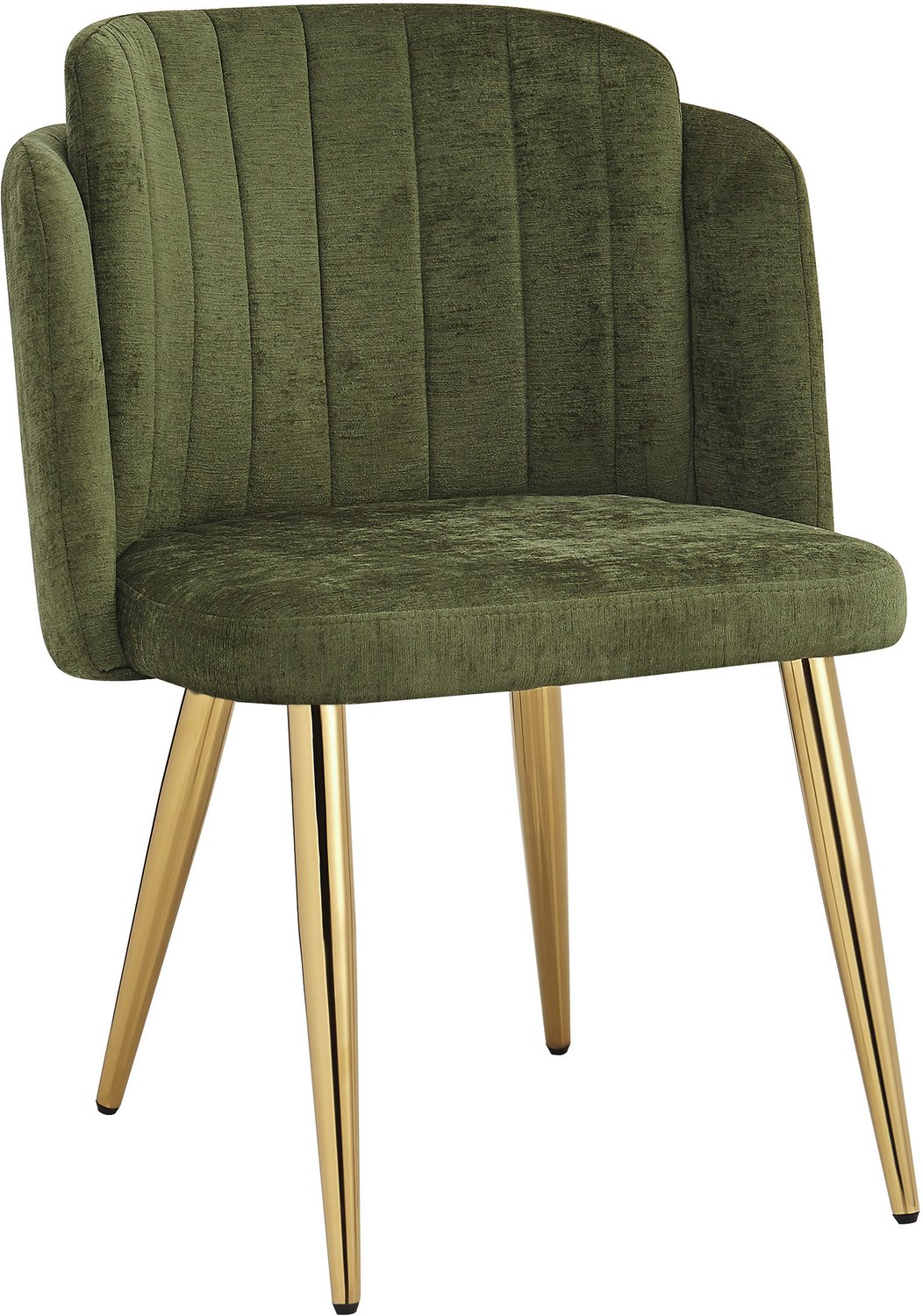 MUVANO Groene gestoffeerde eetkamerstoelen set van 4 - Gebogen rugleuning - Polyester - Goudkleurige poten - Zitvlak 49 x 46 cm - Eetkamer en keuken