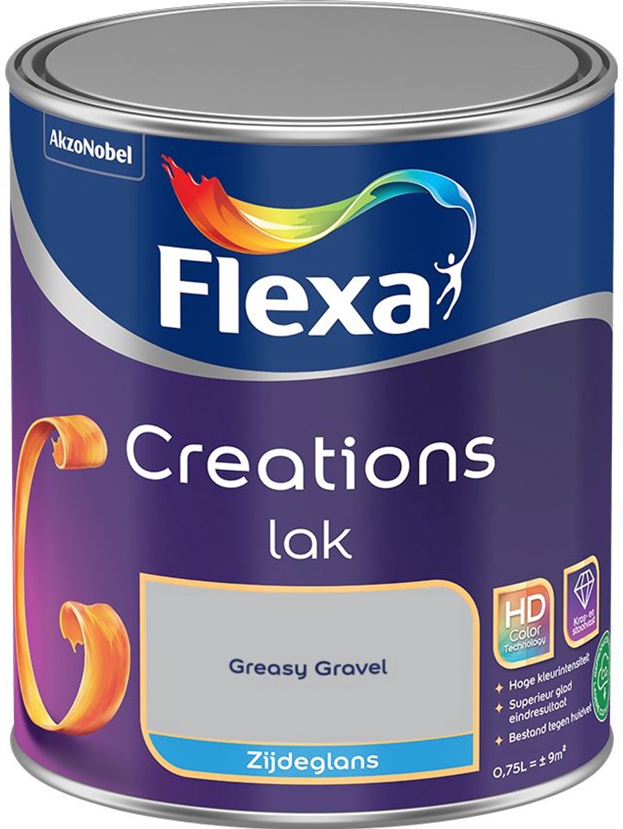 Flexa - Creations Lak Zijdeglans - Greasy Gravel - 750 Ml - Kleur Van Het Jaar 2027