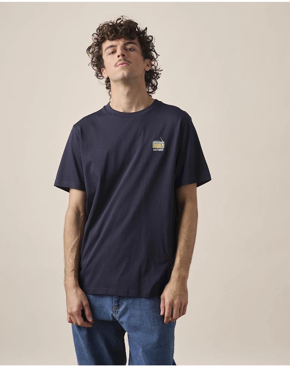 Antwrp T-shirt donkerblauw met geborduurde radio en logo voor heren - S (36)