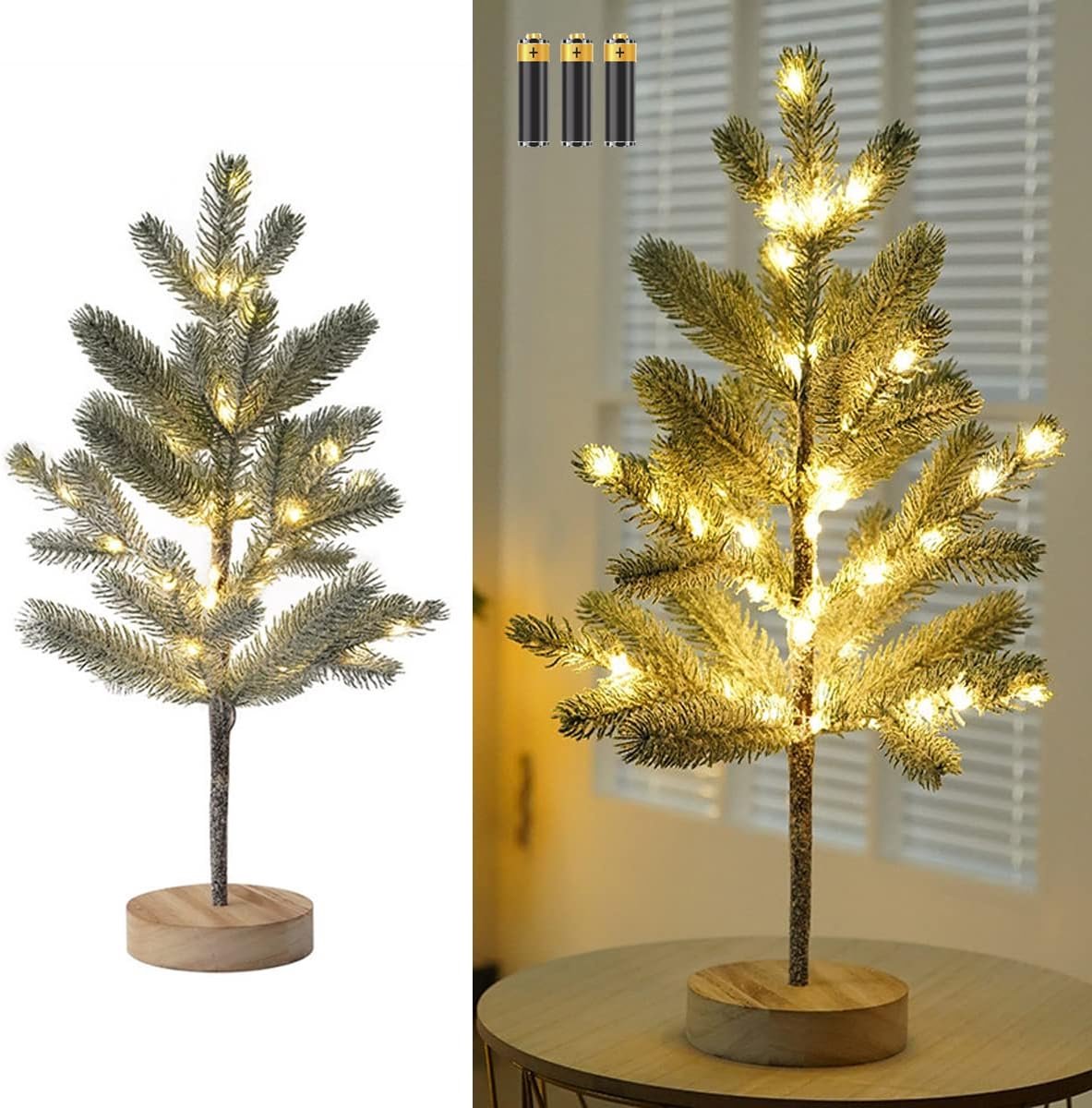 Bomen met 50 leds, 50 cm, hoogte 50 cm, warm witte ornamenten, tafelboomverlichting voor slaapkamer, woonkamer, bruiloft, festivaldecoratie
