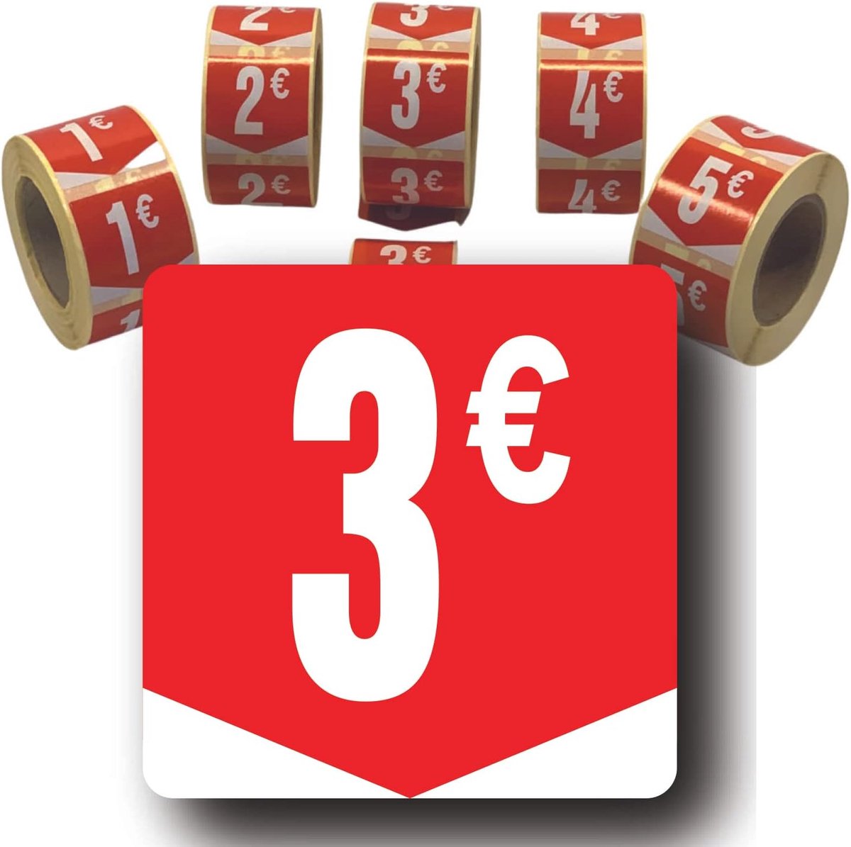 Rol met 500 zelfklevende etiketten, vierkant, 35 x 35 mm, glanzend, zelfklevend, rond, europrijs